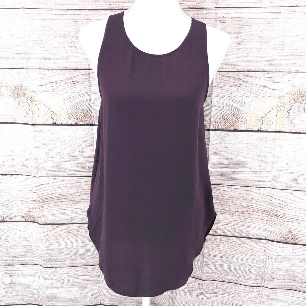 ARITZIA Wilfred Plum Sevres Sleeveless Blouse Zipper Back Drape Tank Top Size S